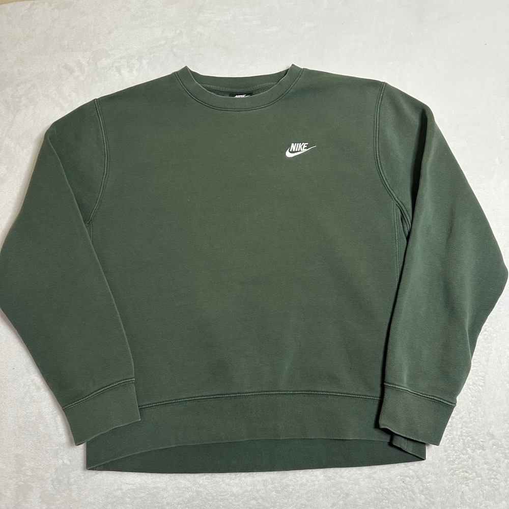 Nike Sportswear Club Fleece Crewneck Sweatshirt Men M Forest Green Streetwear
